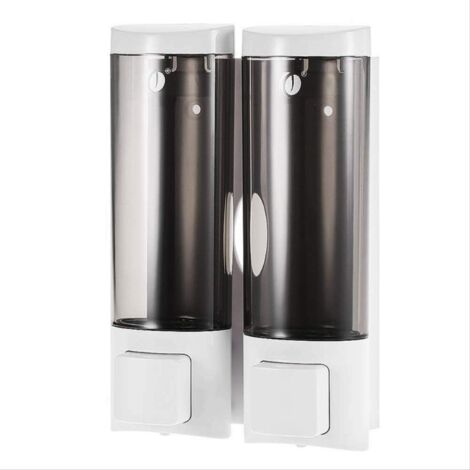Distributeur Savon, 200mlx2, Distributeur de Savon Manuel, Distributeur de désinfectant pour Les Mains Mural, Distributeur de shampoing et Gel Douche, pour hôtel de Toilette de Salle de Bain,blanc