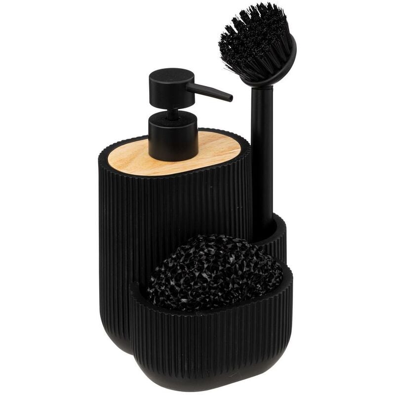 Distributeur savon avec accessoires 500ml blackwood noir - 5five