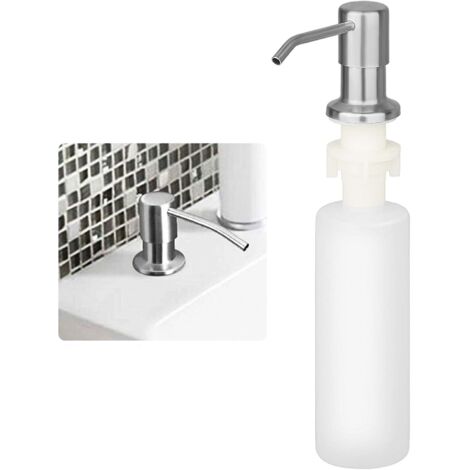 Distributeur Savon Liquide Encastrable avec Bouteille 300ML, Distributeur Savon de Mousse Evier, Distributeur Liquide Vaisselle Cuisine
