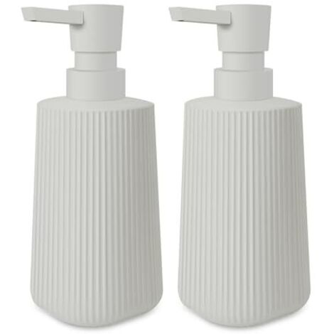 Distributeur Savon Moderne Distributeur de Savon pour Salle de Bain & Cuisine en Verre Distributeur de Savon de Salle de Bain 250ml pour Salle de Bain Plan de Travail (Beige - 2 pièces)