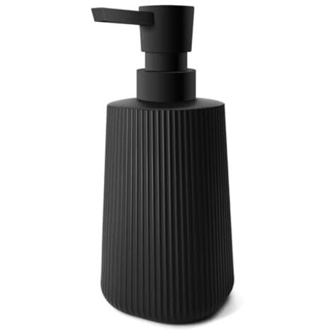 Distributeur Savon Moderne Distributeur de Savon pour Salle de Bain & Cuisine en Verre Distributeur de Savon de Salle de Bain 250ml pour Salle de Bain Plan de Travail (Noir - 1 pièce)