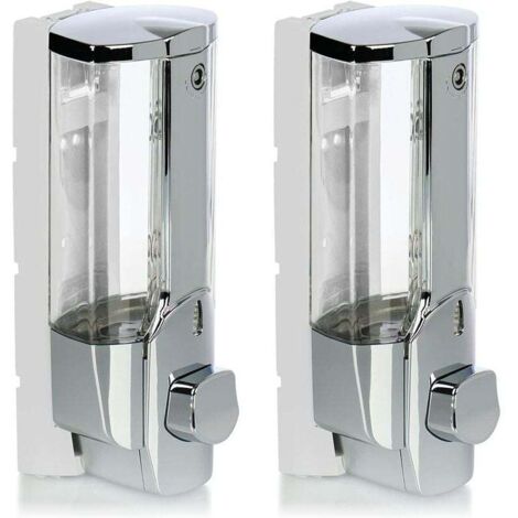 Distributeur Savon Mural Rechargeable 2X pour Gel Douche et Shampoing - Chromé Ortviai