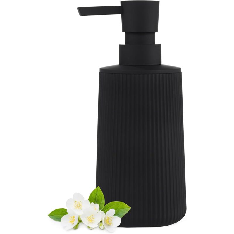 Distributeur Savon Noir pour Salle de Bain, Distributeur Liquide Vaisselle, Distributeur Savon Cuisine pour Plan de Travail (Noir, Liquide)
