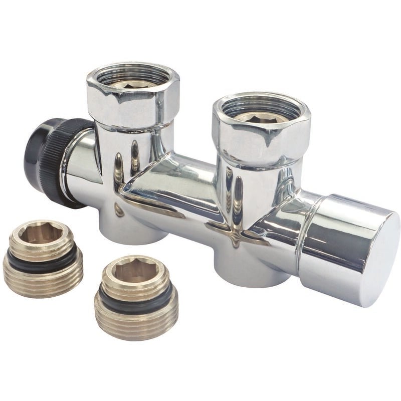 Distributeur thermostatique bitube design chromé pour raccordement au sol