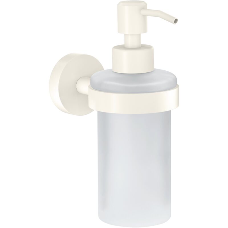Moon white Distributeur de savon à Pompe, blanc mat, verre satiné 200 ml - Salles de Bains Modernes et de Style Industriel - Sans Perçage - 171 mm x