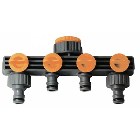 Distributore a 4 rubinetti 1 Pollice per irrigazione: 2 innesto diretto +2 innesto rapido 3/4M