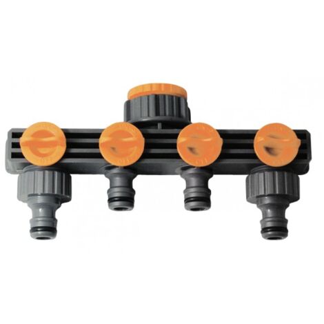 Distributore a 4 rubinetti 1 Pollice per irrigazione: 2 innesto diretto +2 innesto rapido 3/4M