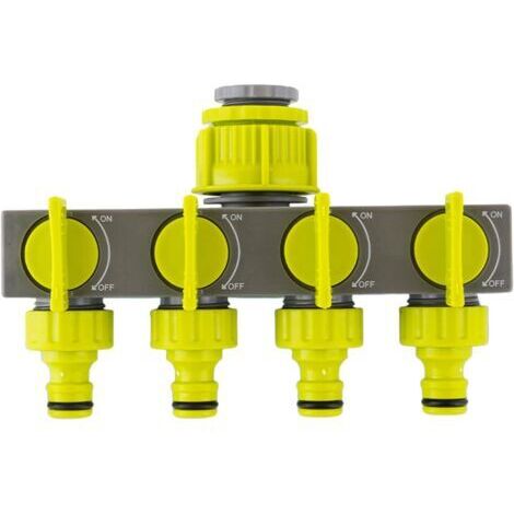 Distributore a 4 vie, connettore per tubo da giardino da 3/4 di pollice e da 1/2 pollice, adattatore per rubinetto, dispenser per tubo da giardino