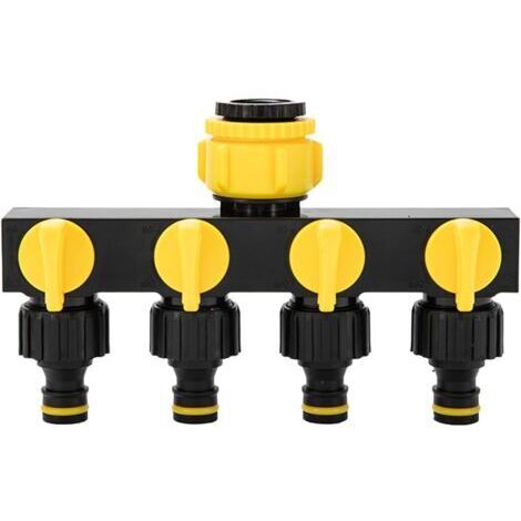 Distributore a 4 vie, raccordi per tubo da giardino da 3/4" e 1/2", adattatori per rubinetto - Per giardino