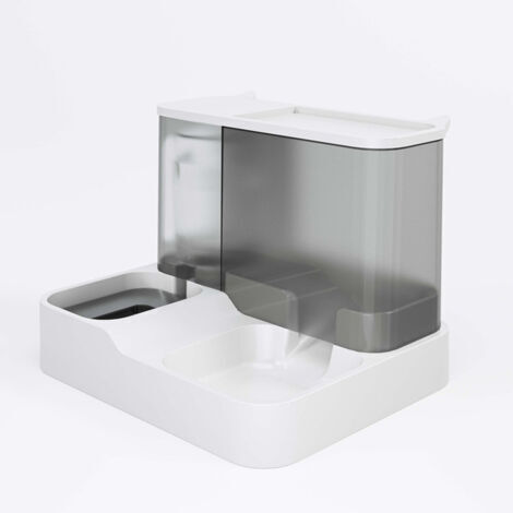 Distributore automatico 2 in 1 di cibo e acqua per gatti e cani di piccola taglia (grigio)