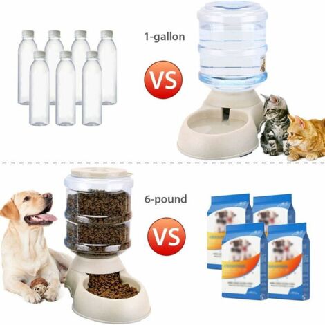 Distributore automatico di cibo e acqua, fontanella automatica, abbeveratoio e distributore automatico di cibo per gatti/cani/animali domestici, 3,8 litri x 2 pezzi