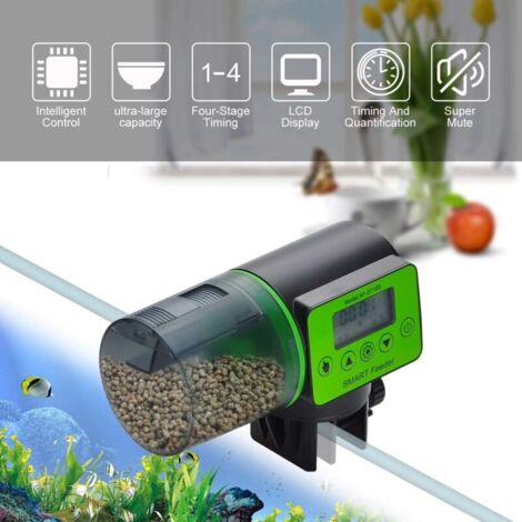 Distributore automatico di cibo per acquario, verde, resistente all'umidità per pesci - Batterie non incluse