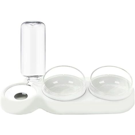 Distributore automatico di cibo per animali domestici, 2 in 1 con doppia ciotola e beverino automatico, design angolato e girevole per gatti.