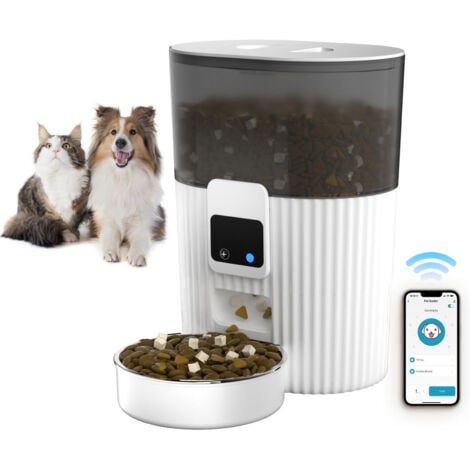 Distributore automatico di cibo per animali domestici con mangiatoia per gatti WiFi da 2,4 GHz per cani e gatti con ciotola in acciaio inossidabile Fino a 10 pasti al giorno Controllo APP