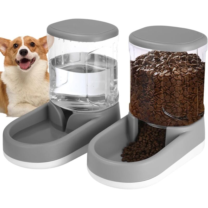 Distributore automatico di cibo per gatti, distributore di acqua per cani, 2 unità, 3,8 l, distributore automatico di cibo e acqua per gatti e cani,