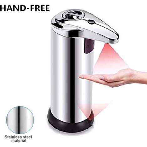 Distributore automatico di sapone in acciaio inox con base impermeabile, sensore a infrarossi e interruttore regolabile