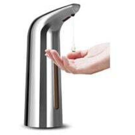 Distributore automatico di sapone in argento da 400 ml, a infrarossi, a mani libere, senza contatto, per piatti, liquido, lozione, gel, shampoo