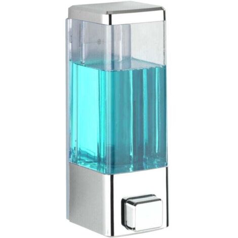 Distributore automatico di sapone in plastica Istres cromato da 320 ml, da parete, dal design moderno per il bagno. Questo dispenser trasparente eroga disinfettante e sapone senza bisogno di forare ed