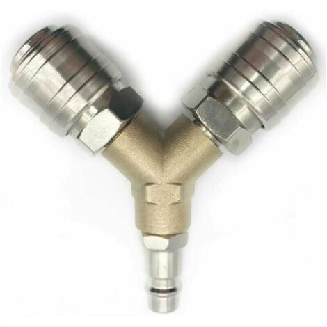 FITAGS Distributore di aria compressa, raccordo per aria compressa da 1/4, connettore per aria compressa a sgancio rapido a 3 vie con distributore a Y maschio