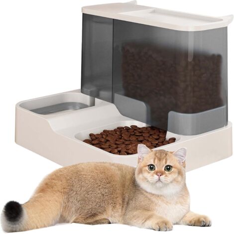 Distributore di cibo per gatti, distributore automatico di acqua e cibo per gatti, cani, mangiatoie e abbeveratoi, distributore d'acqua e distributore automatico per animali (grigio)