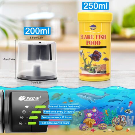 Distributore di cibo per pesci d'acquario, alimentatore automatico multifunzionale regolabile, alimentatore per tartarughe con spina per le vacanze  AF2020