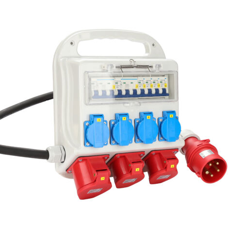 Distributore di corrente per cantieri Distributore CEE Presa di corrente IP44 per cantieri 2x400V-16A 1x400V-32A 4x230V Schuko