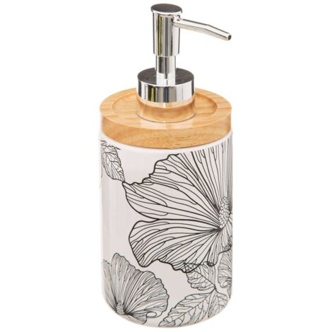 Distributore di sapone blackflora da 400 ml in bianco e nero - 5five