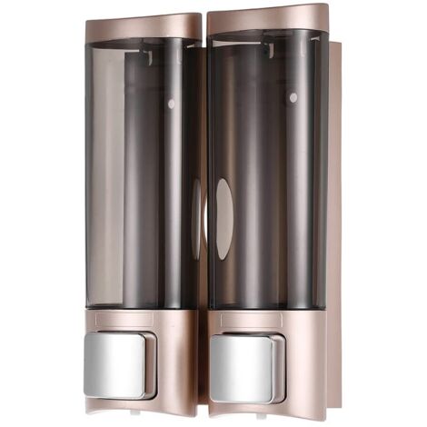 Distributore di sapone doppio con corpo trasparente, flaconi ricaricabili, montaggio a parete per bagno e cucina, dispenser di sapone manuale con nastri biadesivi in schiuma e viti.