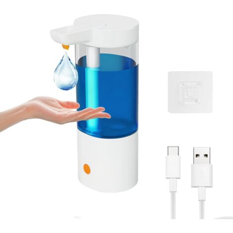 Distributore di sapone elettrico, montaggio a parete, senza contatto, 400 ml, distributore automatico di sapone con sensore a infrarossi, ricaricabile tramite USB, impermeabile IPX6
