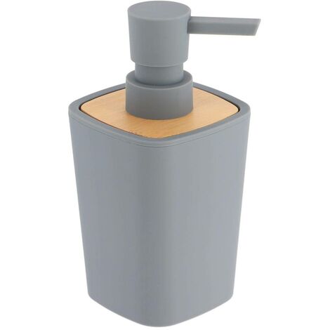 Distributore di sapone in gomma + abs e bambù 380 ml - grigio - Tendance
