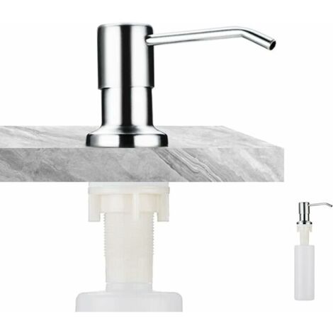 Distributore di sapone incorporato, distributore di sapone per lavello da cucina in acciaio inossidabile, distributore di sapone incorporato con bottiglia da 300 ml, ricarica dall'alto