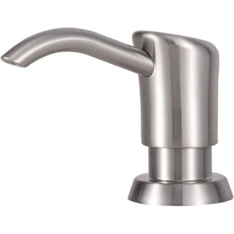 Distributore di sapone integrato per il lavello della cucina, testa della pompa in plastica ABS spazzolata (nichel) con flacone di sapone in PET da 55 ml.