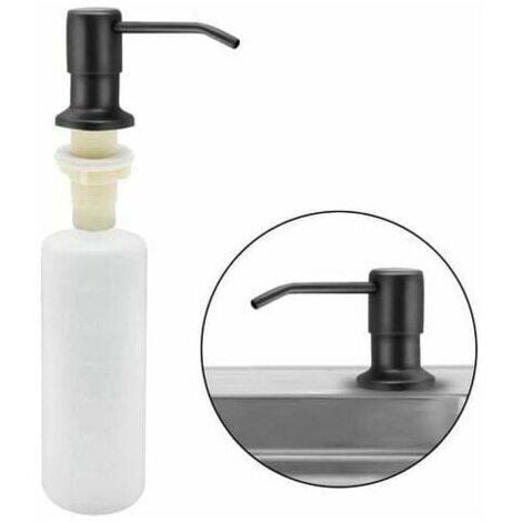 Distributore di sapone per lavello da cucina, distributore di detersivo da cucina in acciaio inossidabile da 350 ml, distributore di sapone ricaricabile con pompa rotante a 360° (nero opaco)