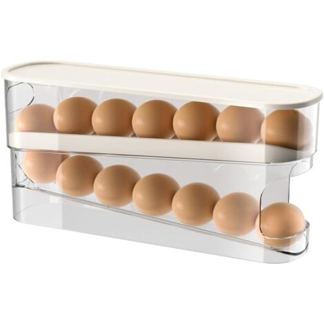 Distributore di uova da 2 pezzi, contenitore per uova salvaspazio con ruote, realizzato in materiale PTE resistente e trasparente, può contenere 12 uova grandi, pesa 0,5 kg