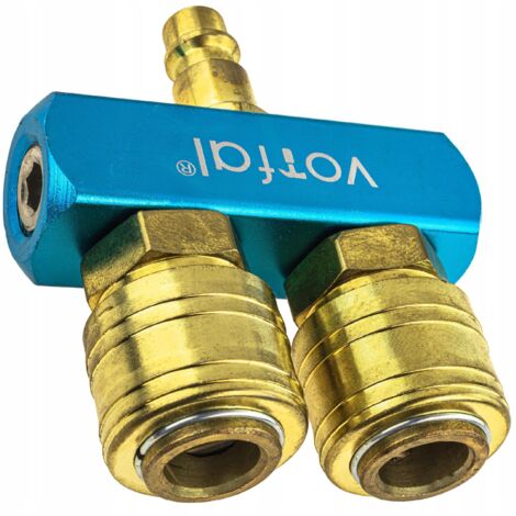 Distributore diramatore pneumatico per compressore a 2 vie con connettore rapido 1/4