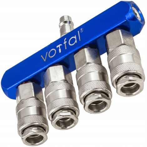 Distributore ramificatore pneumatico per compressore a 4 vie con connettore rapido 1/4