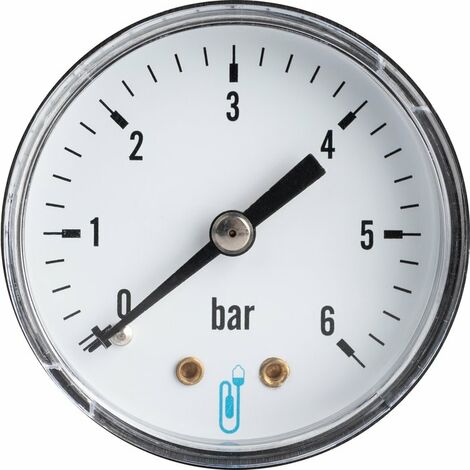 Distrilabo – Manomètre axial 6 bar – Raccord laiton 1/4” – Pression max 6 bar – Pour systèmes de chauffage avec fluides non corrosifs