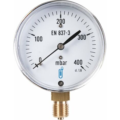 Distrilabo – Manomètre vertical radial 0-400 mbar – Boîtier acier, capsule laiton, précision 1,6 – Température -25 à +50 °C