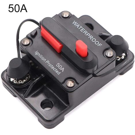 Disyuntor 50A para motores marinos y ATV  Alimentación manual 12-42V CC  Reinicio manual  Fusible línea impermeable  Inversor incluido