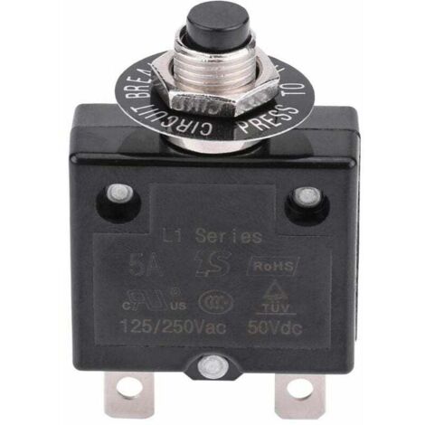 Disyuntor de 15 A con interruptor térmico de reinicio opcional, 125-250 V CA, 50 V CC, protección contra sobrecarga de corriente, interruptor de botón pulsador
