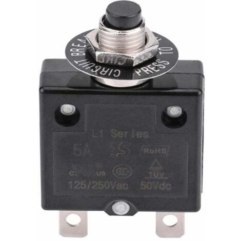 Disyuntor de 15 A con interruptor térmico de reinicio opcional, 125-250 V CA, 50 V CC, protección contra sobrecarga de corriente, interruptor de botón pulsador