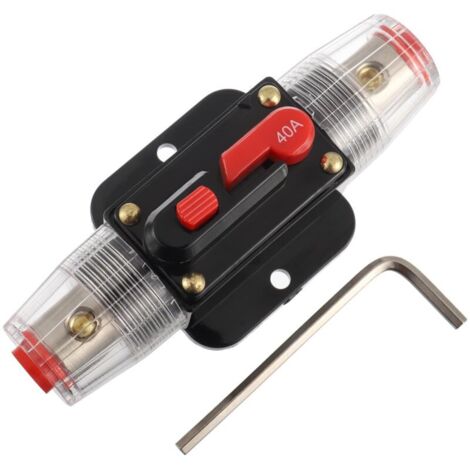 Disyuntor de 40 A, portafusibles en línea de 40 A, 12 V-51 V CC, botón de reinicio manual para sistemas de audio y sonido de automóviles, vehículos recreativos, viviendas, embarcaciones, camiones