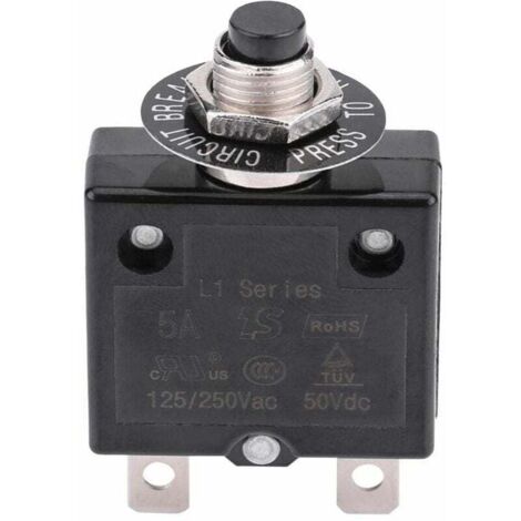 Disyuntor de 5 A Interruptor térmico opcional con reinicio, 125-250 V CA Protección contra sobrecarga de corriente de 50 V CC Disyuntor de botón pulsador