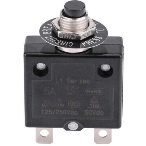 Disyuntor de 5A 8A 10A 15A 18A 20A 30A con interruptor de reinicio térmico opcional, interruptor de botón pulsador de protección contra sobrecorriente de 125-250V CA 50V CC (5A