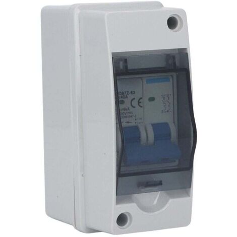 Disyuntor miniatura de CC con carcasa, aislador impermeable IP65 de 2 polos, 1000 V, 40 A, para sistemas fotovoltaicos, interruptor de desconexión de CC con cubierta protectora transparente.