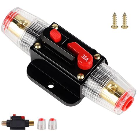 Disyuntor para automóvil de 30 A, 12 V-24 V CC, resistente al agua, con reinicio manual, portafusibles para estéreo de automóvil.