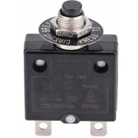 Disyuntor ZVD de 15 A con reinicio térmico opcional, protección contra sobrecarga de corriente de 125-250 V CA y 50 V CC, interruptor pulsador.