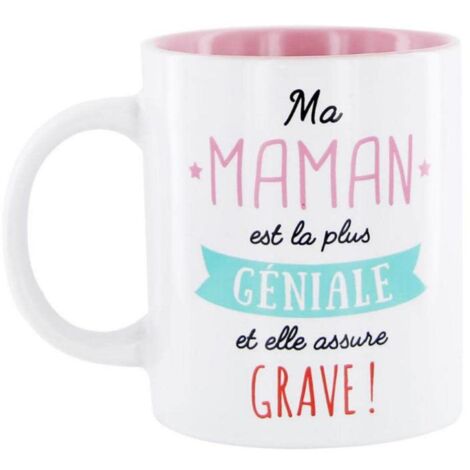 DITES LE AVEC DES MOTS CMMO0555 Mug Maman, Ceramica, Rose, 12 x 8,20 x 9,70 cm