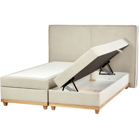 Divan Bed with Storage Fabric DYNASTY 160 x 200 cm (EU King Size) Beige