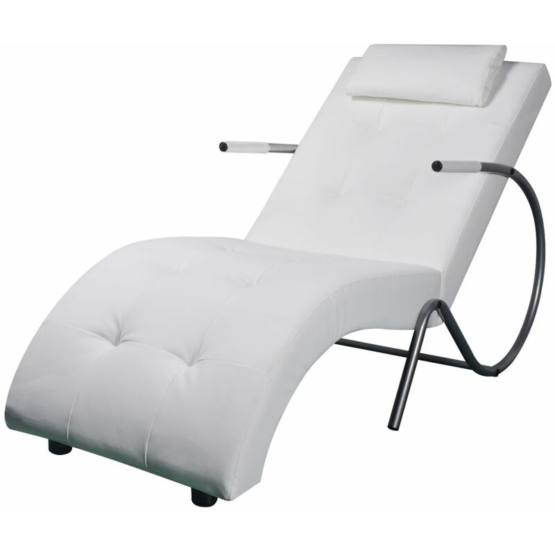 

Diván con almohada de cuero sintético blanco